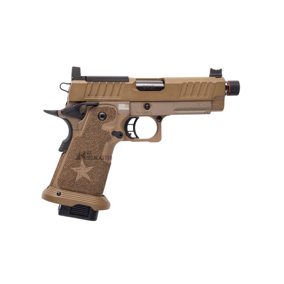 EMG Licensed Staccato 2011 SOC GBB Pistol Gel Blaster in FDE - AKgelblaster