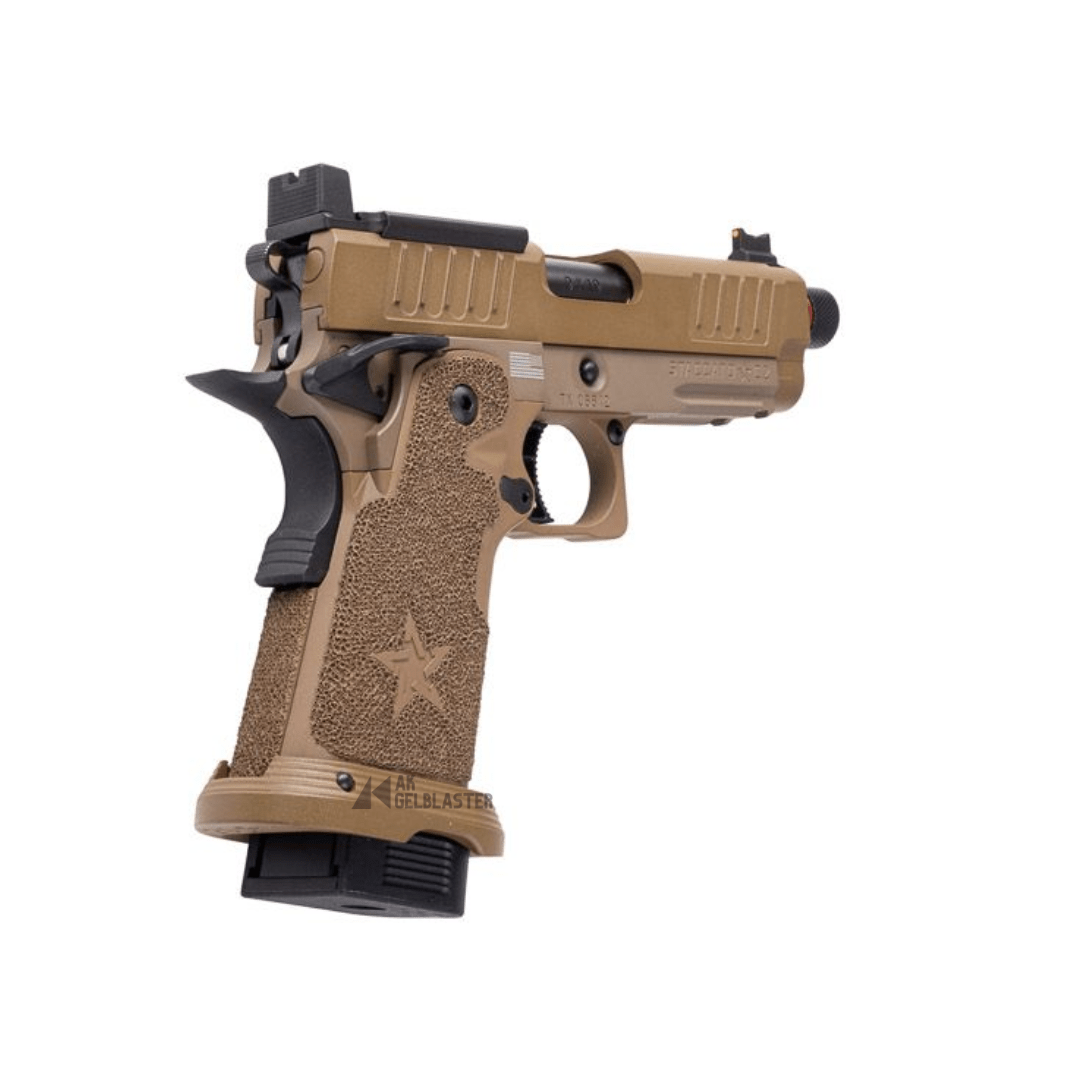 EMG Licensed Staccato 2011 SOC GBB Pistol Gel Blaster in FDE - AKgelblaster