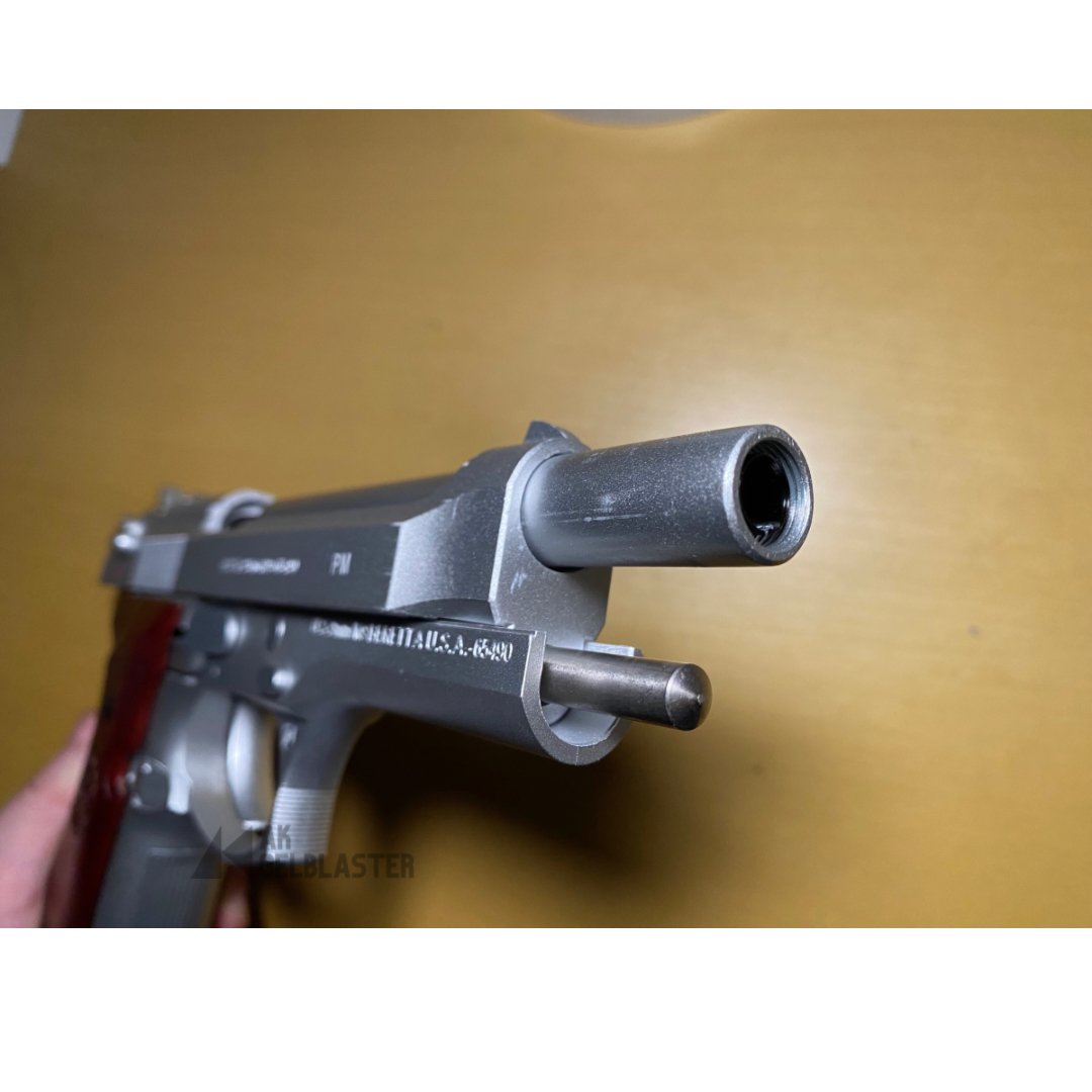 Silver Beretta 92F with Real Wood Handgrip Gel Blaster Pistol - AKgelblaster