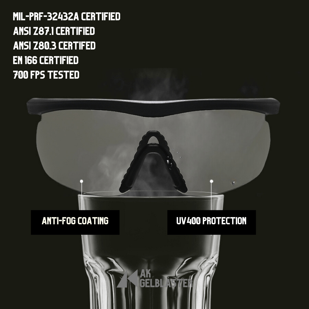 Ballistic Shooting Glasses (MIL - PRF - 32432A Certified) - AKgelblaster