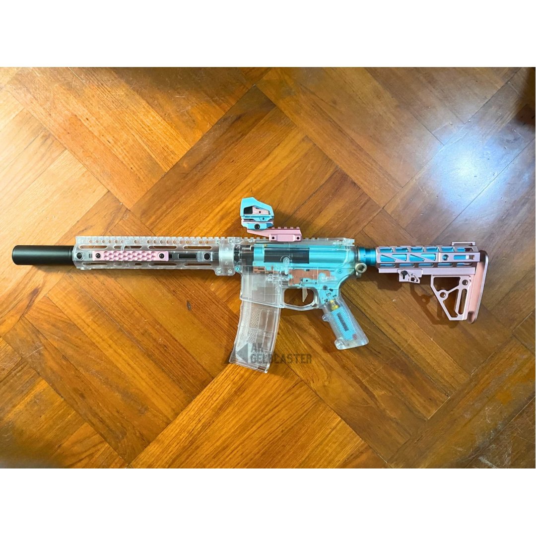 GT v4 Ultra light Clear M4 Gel Blaster CNC gearbox Installed - AKgelblaster