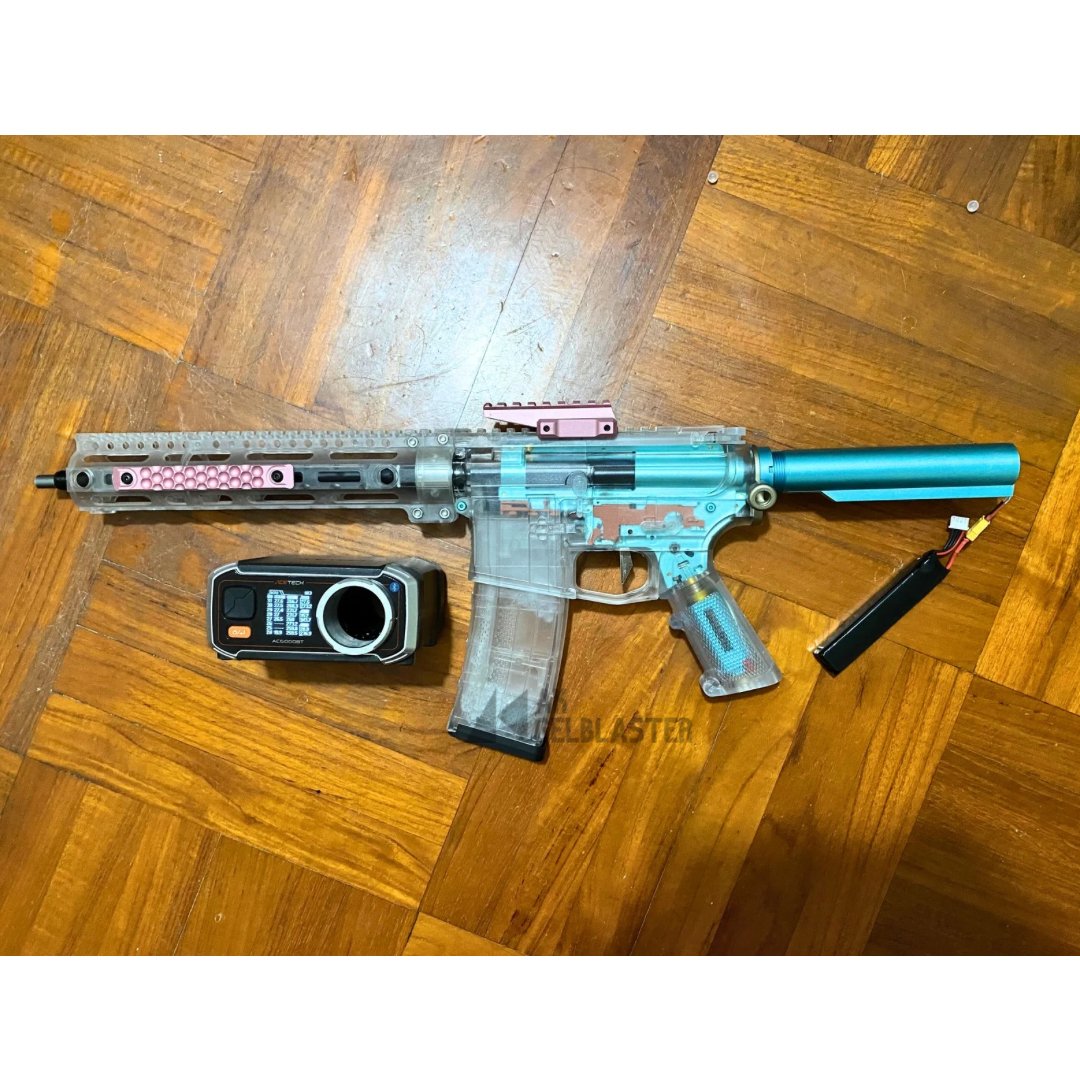 GT v4 Ultra light Clear M4 Gel Blaster CNC gearbox Installed - AKgelblaster